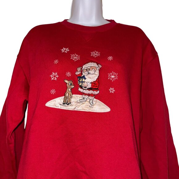 Vintage Rudolph the Red Nosed Reindeer Sweatshirt Womens L Oversized Christmas - Picture 2 of 10